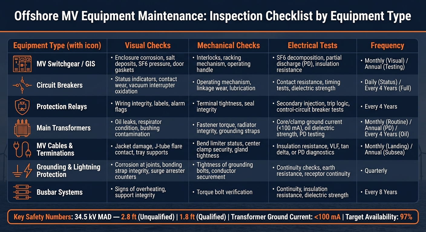 Offshore MV Equipment Maintenance: Inspection Checklist by Equipment Type