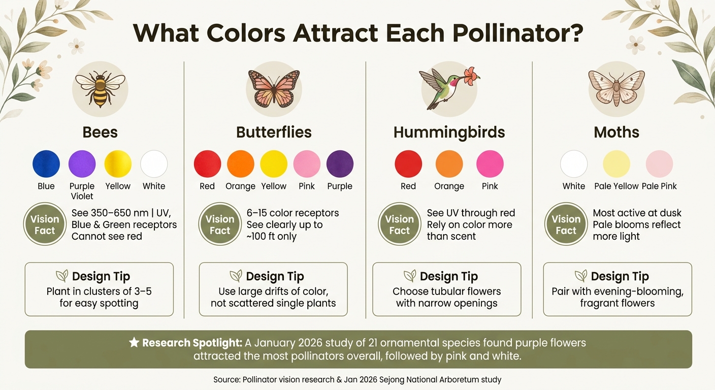 Pollinator Color Preferences: What Bees, Butterflies, Hummingbirds & Moths See