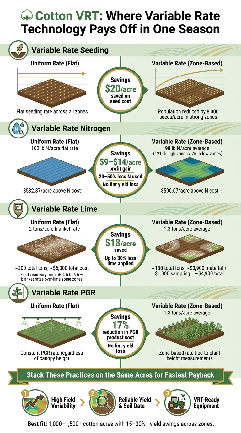Cotton VRT Savings by Input: Uniform vs. Variable Rate Application