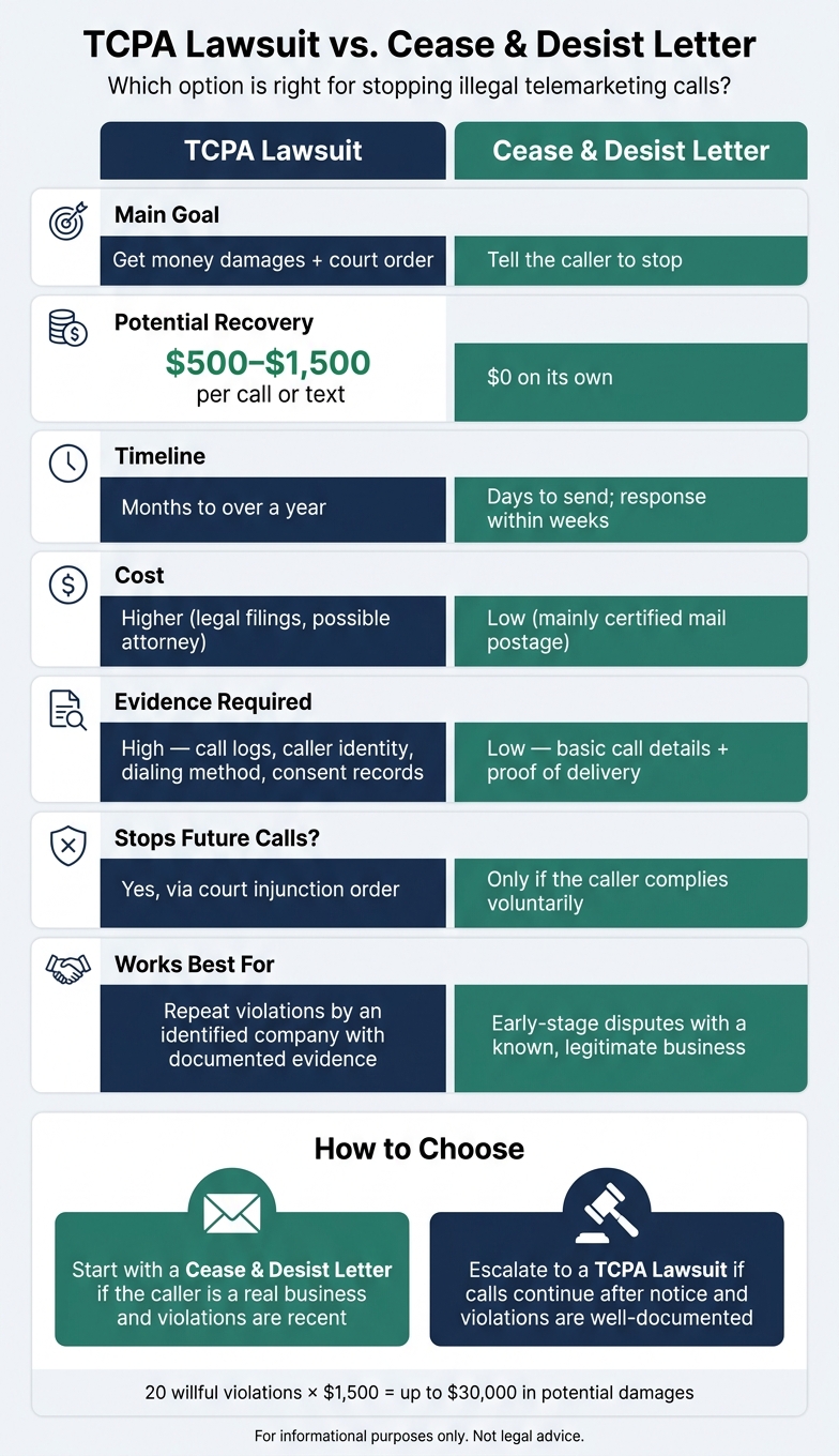TCPA Lawsuit vs. Cease and Desist Letter: Which Should You Choose?