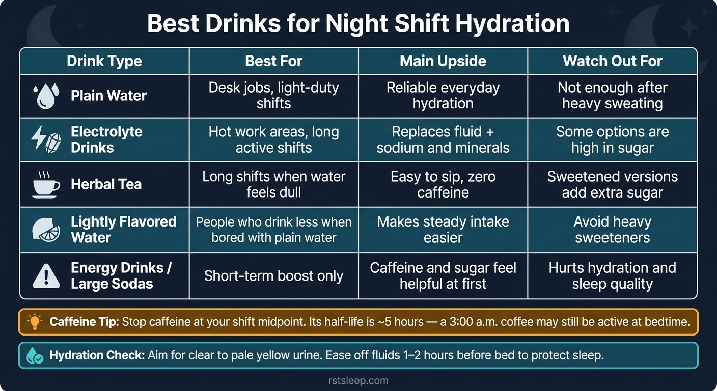 Best Drinks for Night Shift Hydration: Quick Comparison Guide