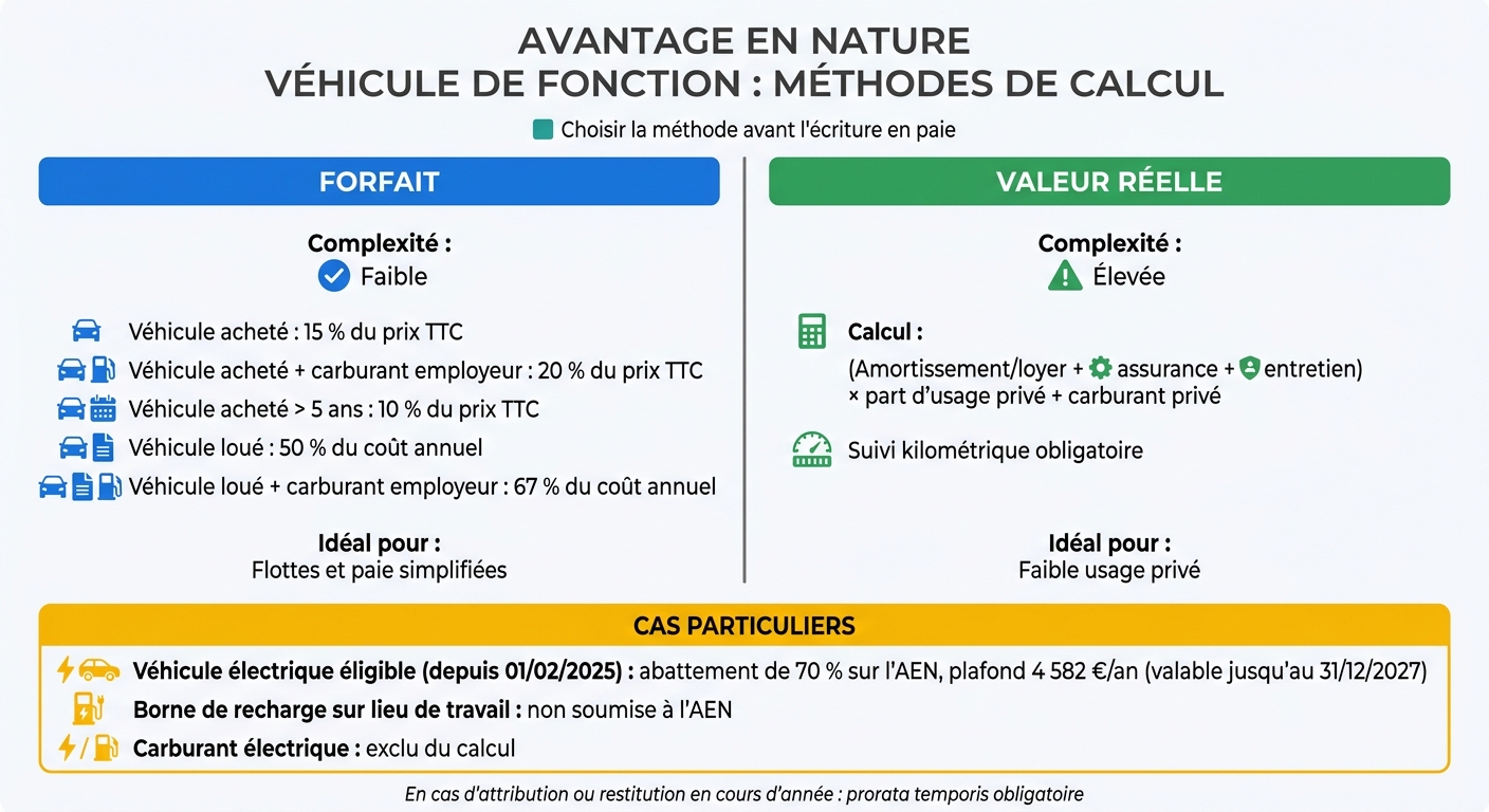 Calcul de l'avantage en nature voiture de société : forfait vs valeur réelle