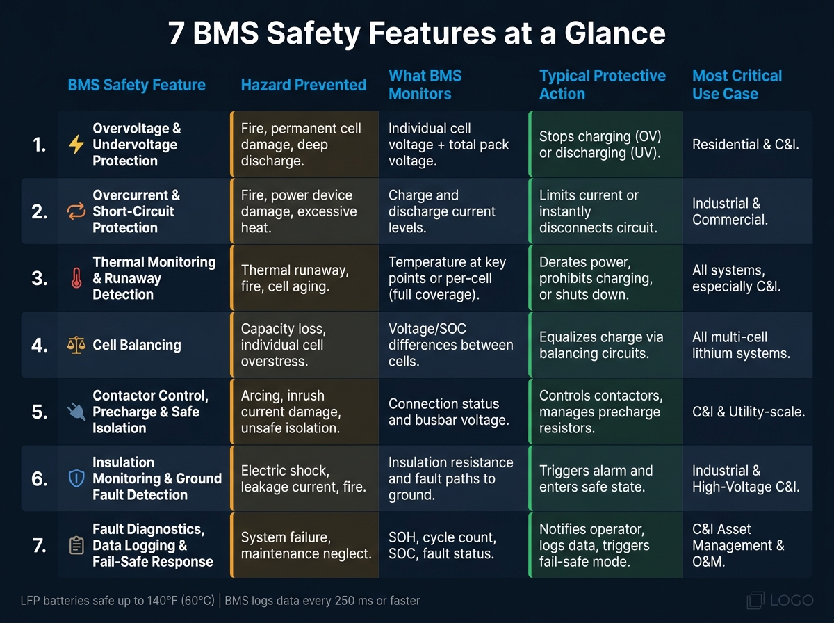 7 Battery Management System Safety Features: Hazards, Monitoring & Actions