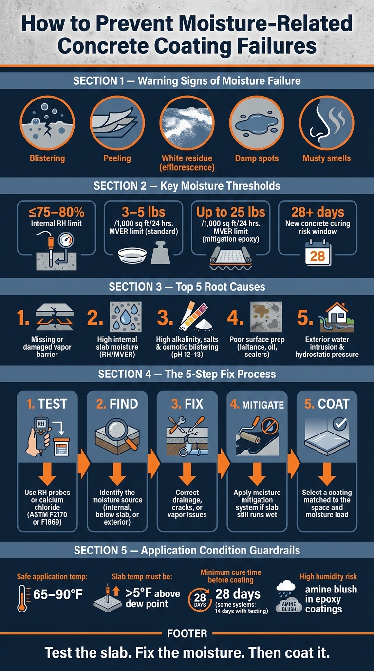 Causes Of Moisture-Related Coating Failures 1 How To Prevent Moisture-Related Concrete Coating Failures