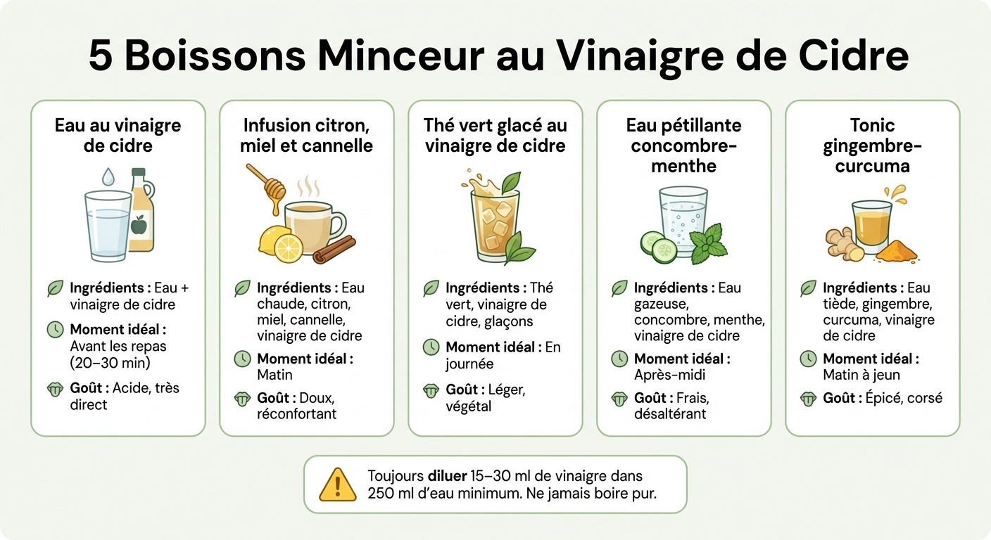 5 Boissons Minceur au Vinaigre de Cidre : Comparatif Rapide