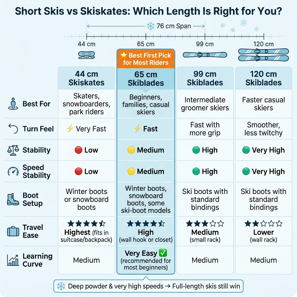 Short Skis vs Skiskates: Which Length Is Right for You?