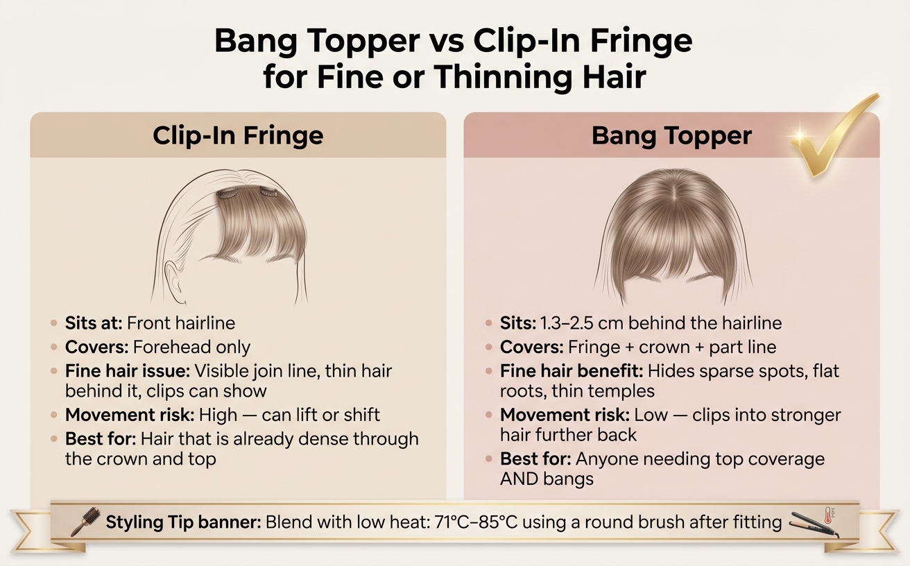 Bang Topper vs Clip-In Fringe: Which Is Better for Fine Hair?