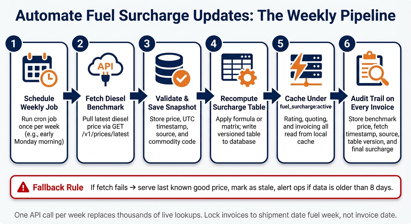 How to Automate Fuel Surcharge Updates in Your TMS or ERP
