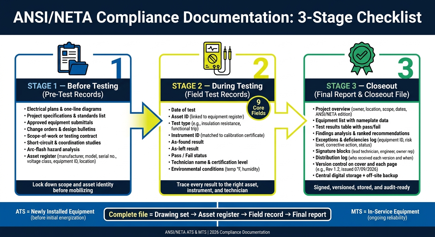 ANSI/NETA Compliance Documentation: 3-Stage Checklist