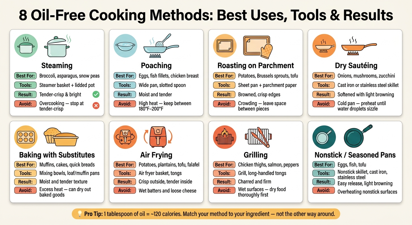 8 Oil-Free Cooking Methods: Best Uses, Tools & Results