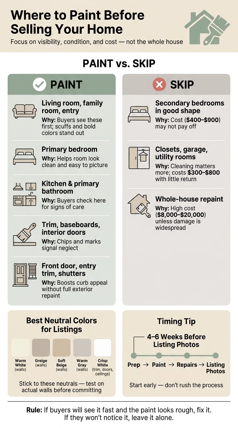 Where to Paint Before Selling Your Home: Paint vs. Skip Guide