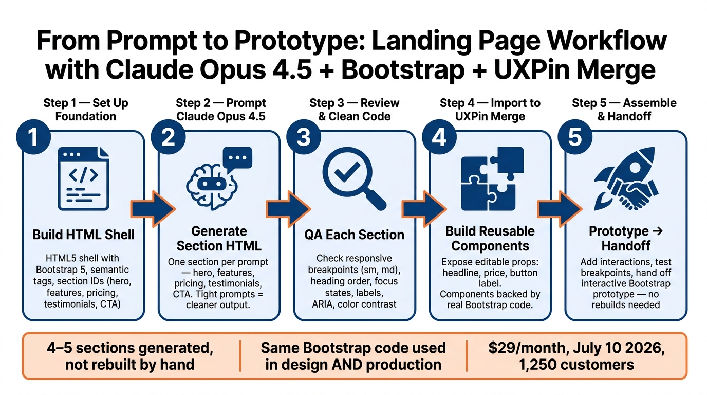 Claude + Bootstrap + UXPin Merge: Landing Page Workflow