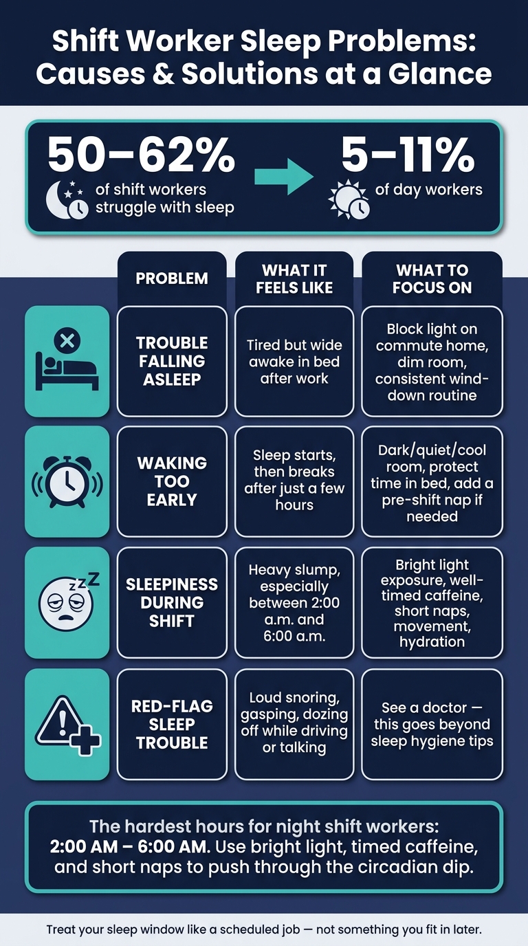 Shift Worker Sleep Problems: Causes & Solutions at a Glance