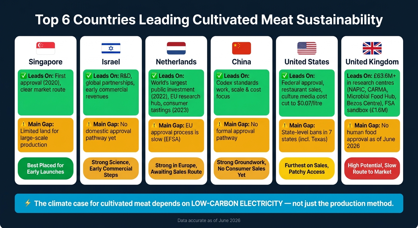 Top 6 Countries Leading Cultivated Meat: Strengths, Gaps & Sustainability Outlook