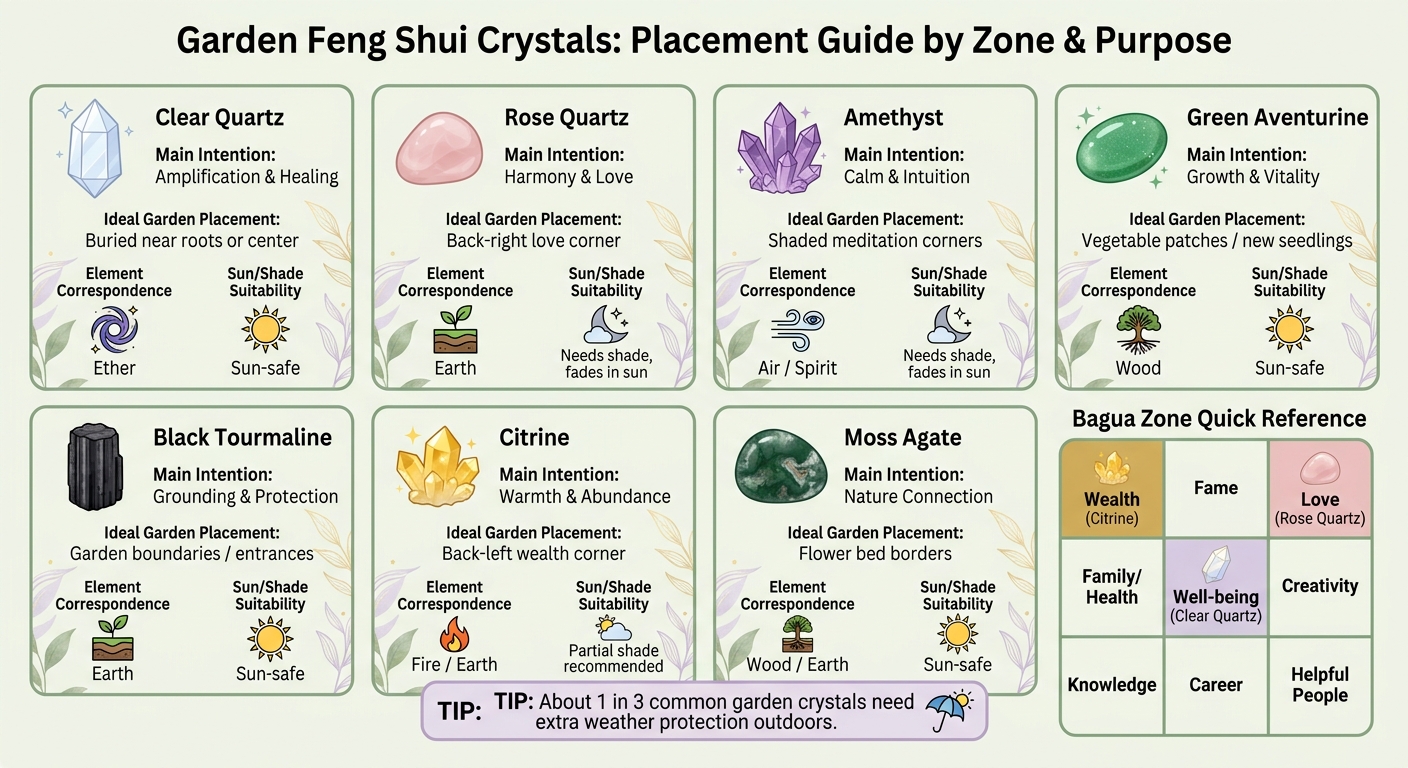 Garden Feng Shui Crystals: Placement Guide by Zone & Purpose