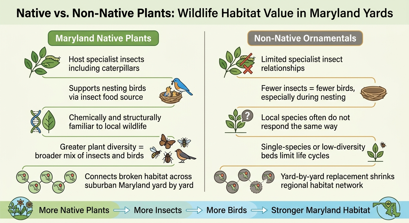 Native vs. Non-Native Plants: Wildlife Habitat Value in Maryland Yards