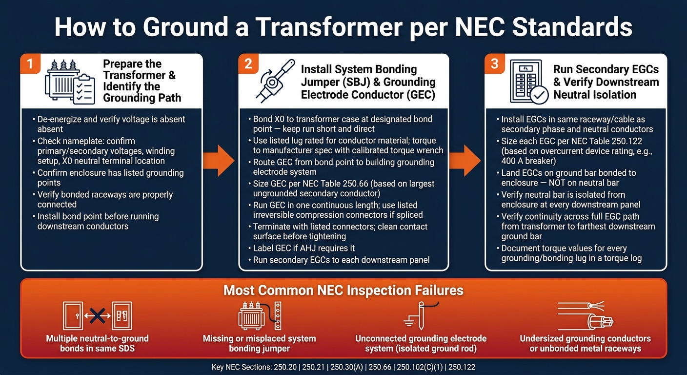 NEC Transformer Grounding: 3-Step Installation Process