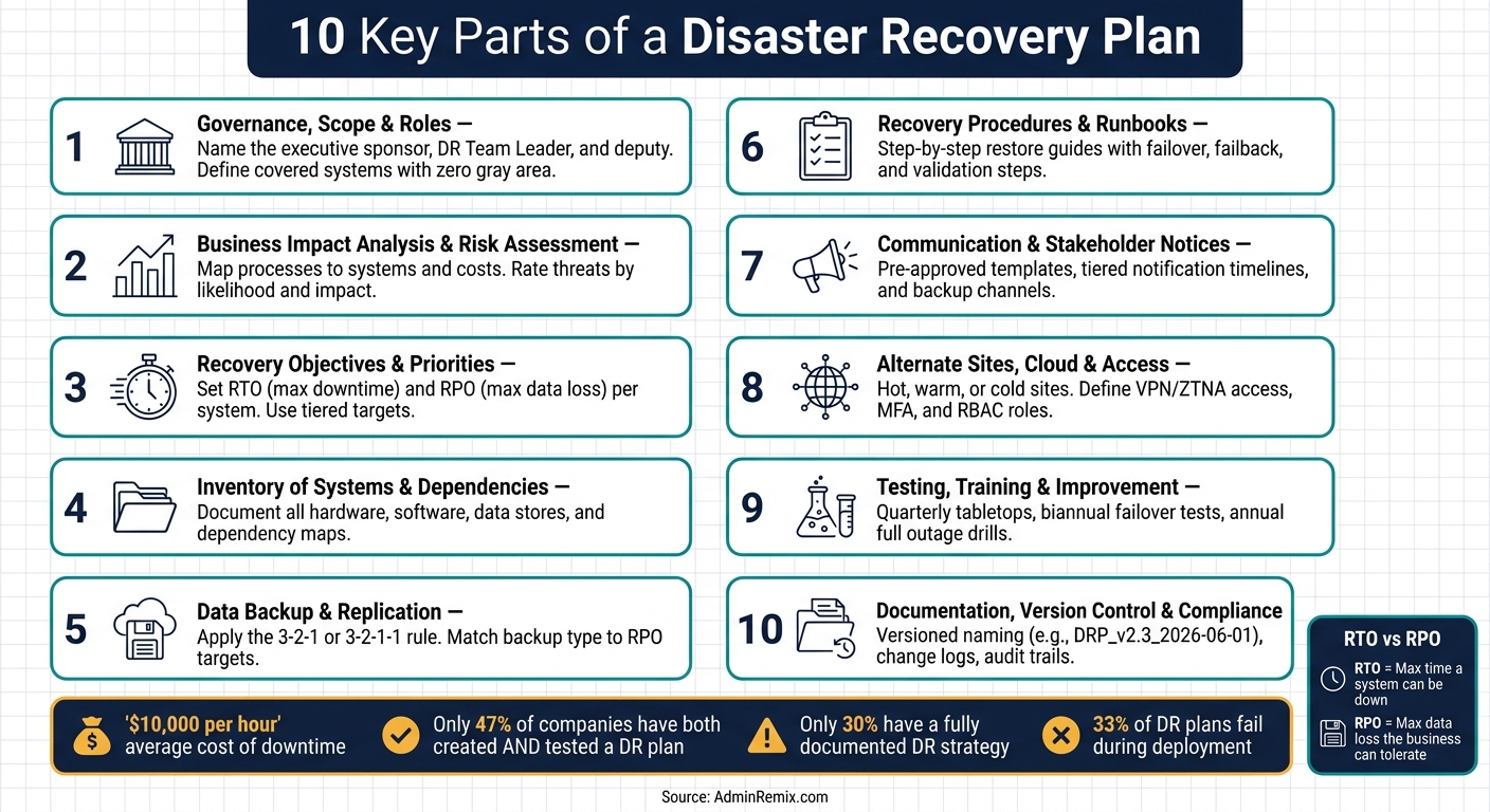 10 Key Parts of a Disaster Recovery Plan: Quick Reference Guide