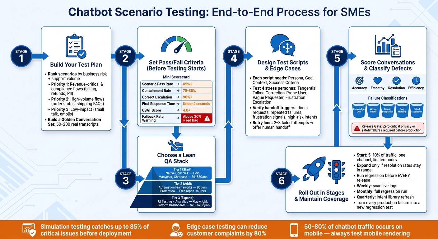 Chatbot Scenario Testing Process for SMEs: From Planning to Launch
