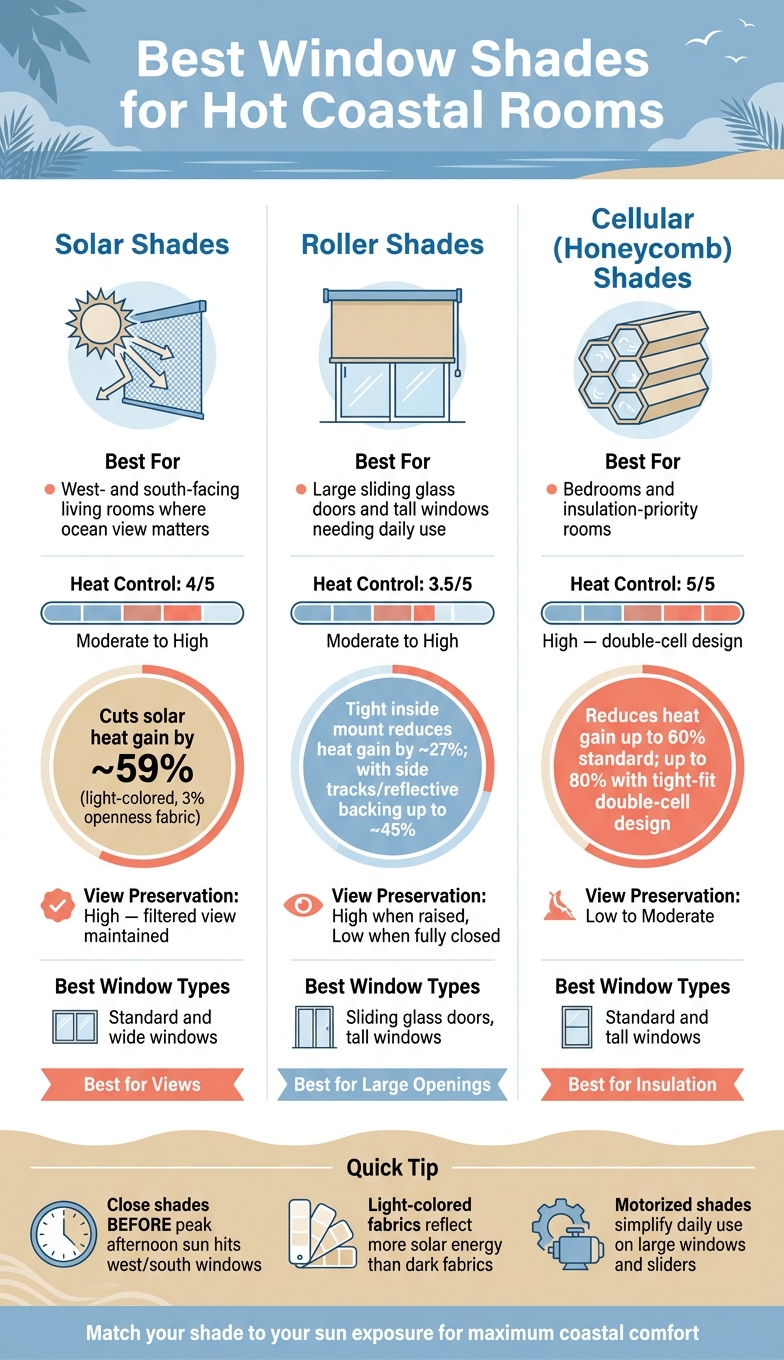Best Window Shades for Hot Coastal Rooms: Heat Control Comparison