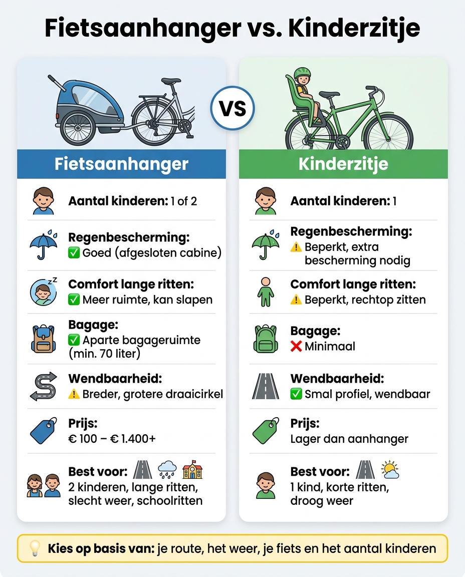 Fietsaanhanger vs. Kinderzitje: Vergelijking op een rij