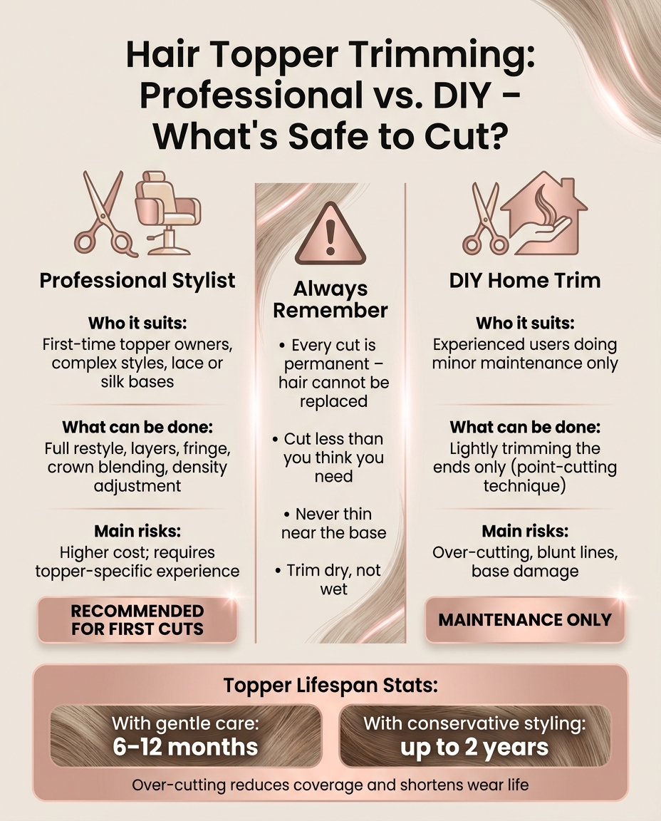 Hair Topper Trimming: Professional vs. DIY – What's Safe to Cut?