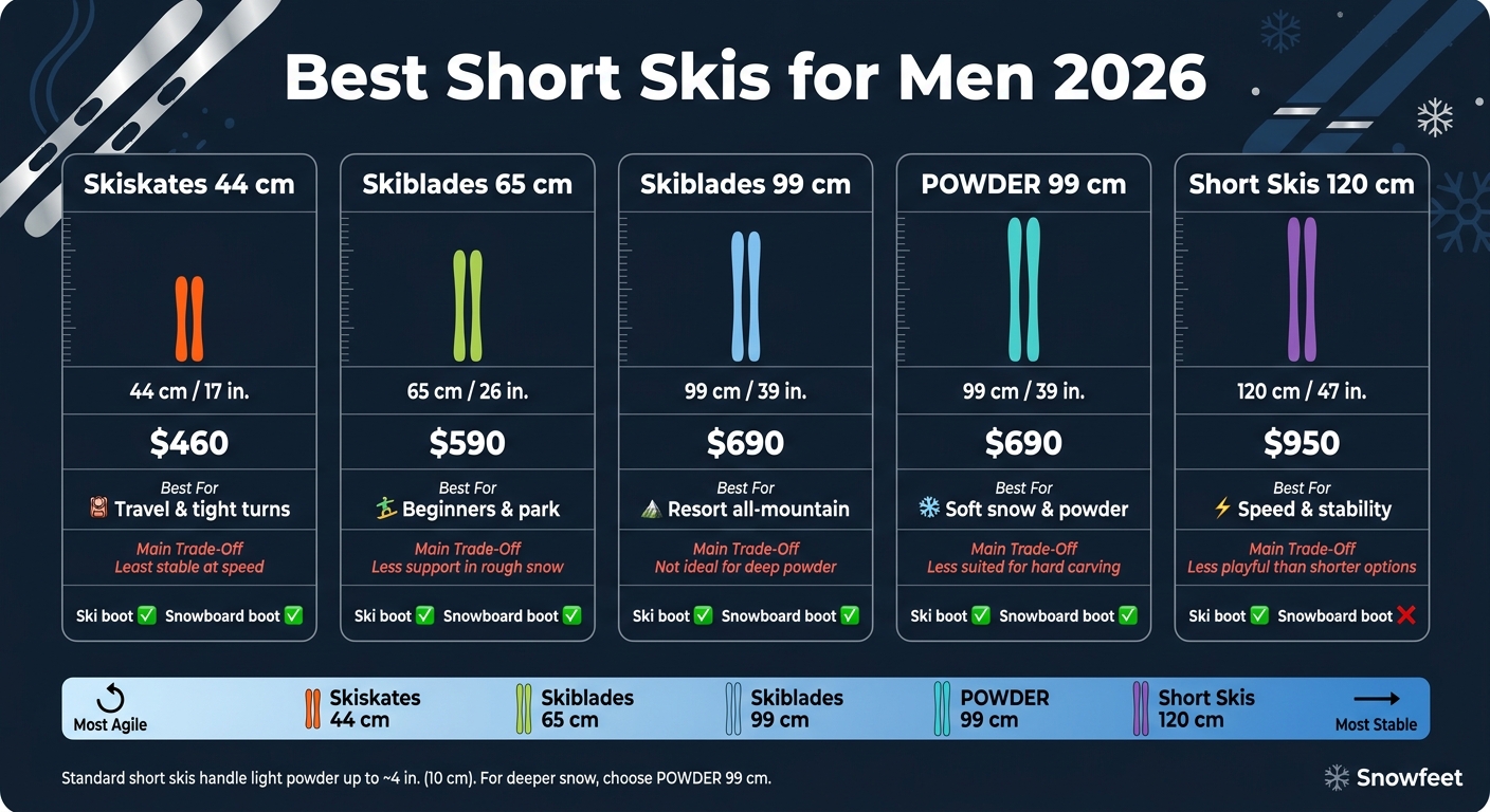 Best Short Skis for Men 2026: Quick Comparison Guide