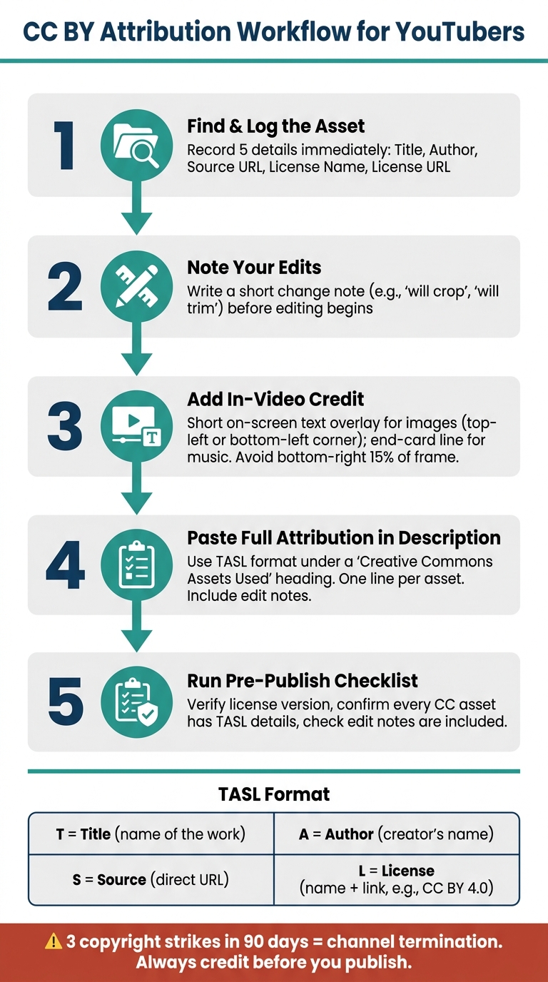 CC BY Attribution Workflow for YouTubers: TASL Step-by-Step