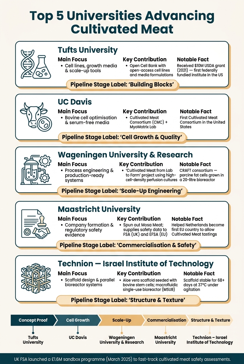 Top 5 Universities Advancing Cultivated Meat: At a Glance