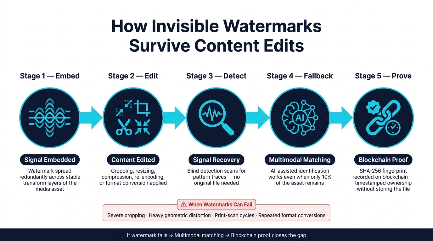How Invisible Watermarks Survive Content Edits: Detection Workflow