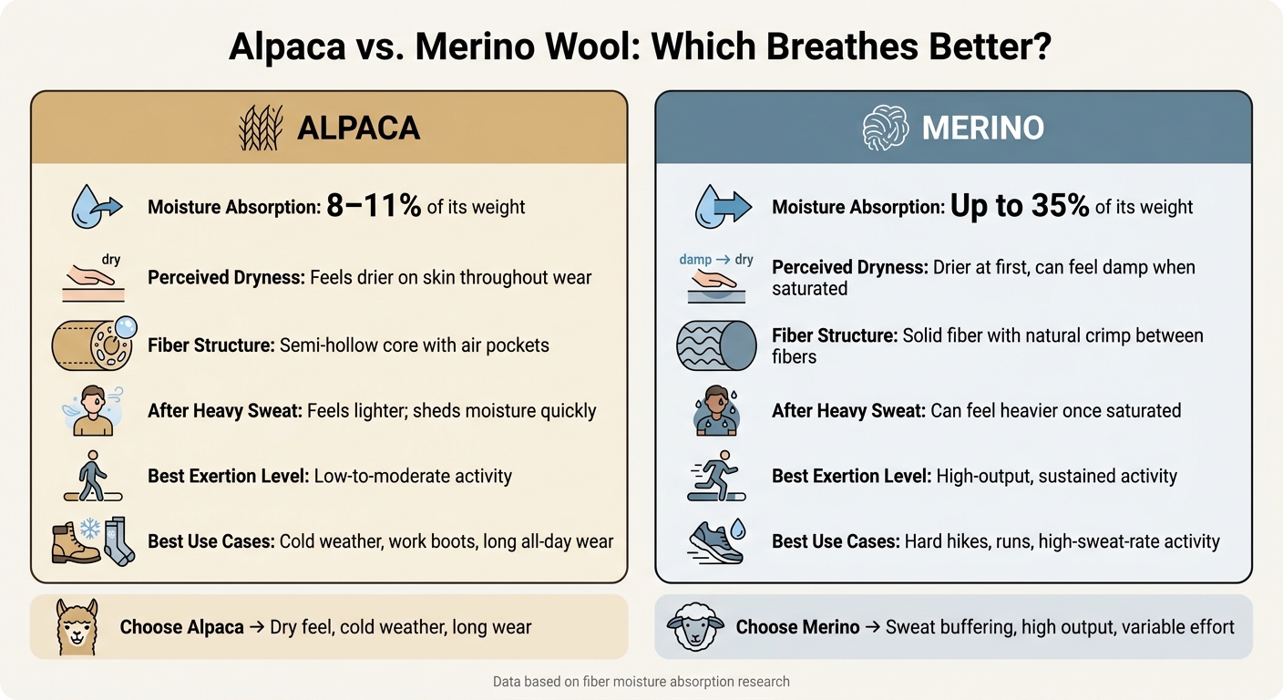 Alpaca vs. Merino Wool: Breathability & Moisture Comparison