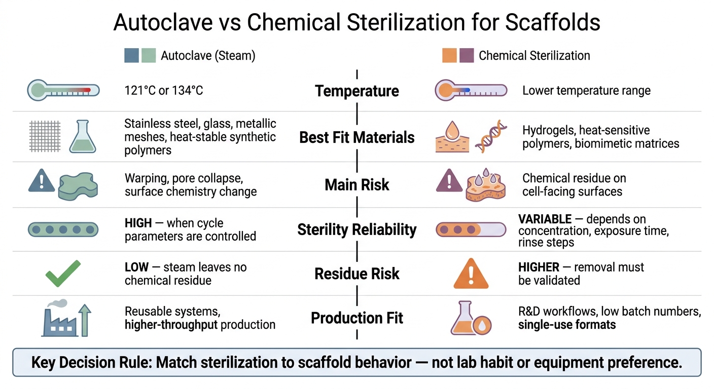 Autoclave vs Chemical Sterilization for Cultivated Meat Scaffolds
