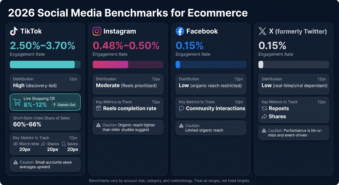 2026 Social Media Benchmarks for Ecommerce: Platform Comparison