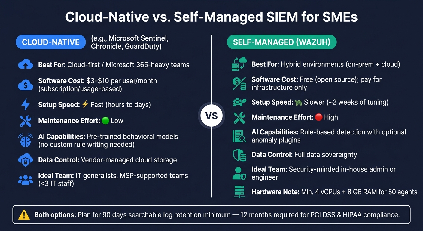 Cloud-Native vs. Self-Managed SIEM: SME Security Stack Comparison