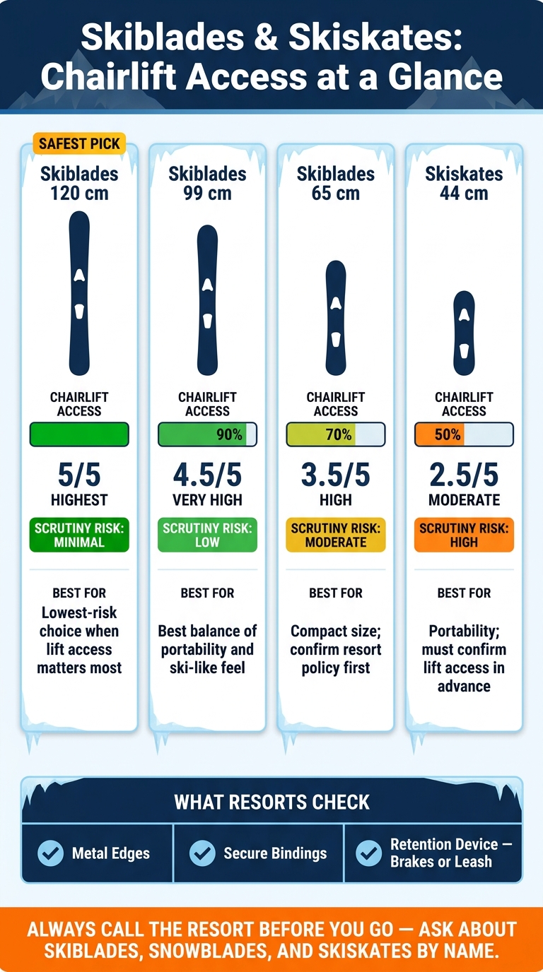 Skiblades & Skiskates Chairlift Access Guide by Model