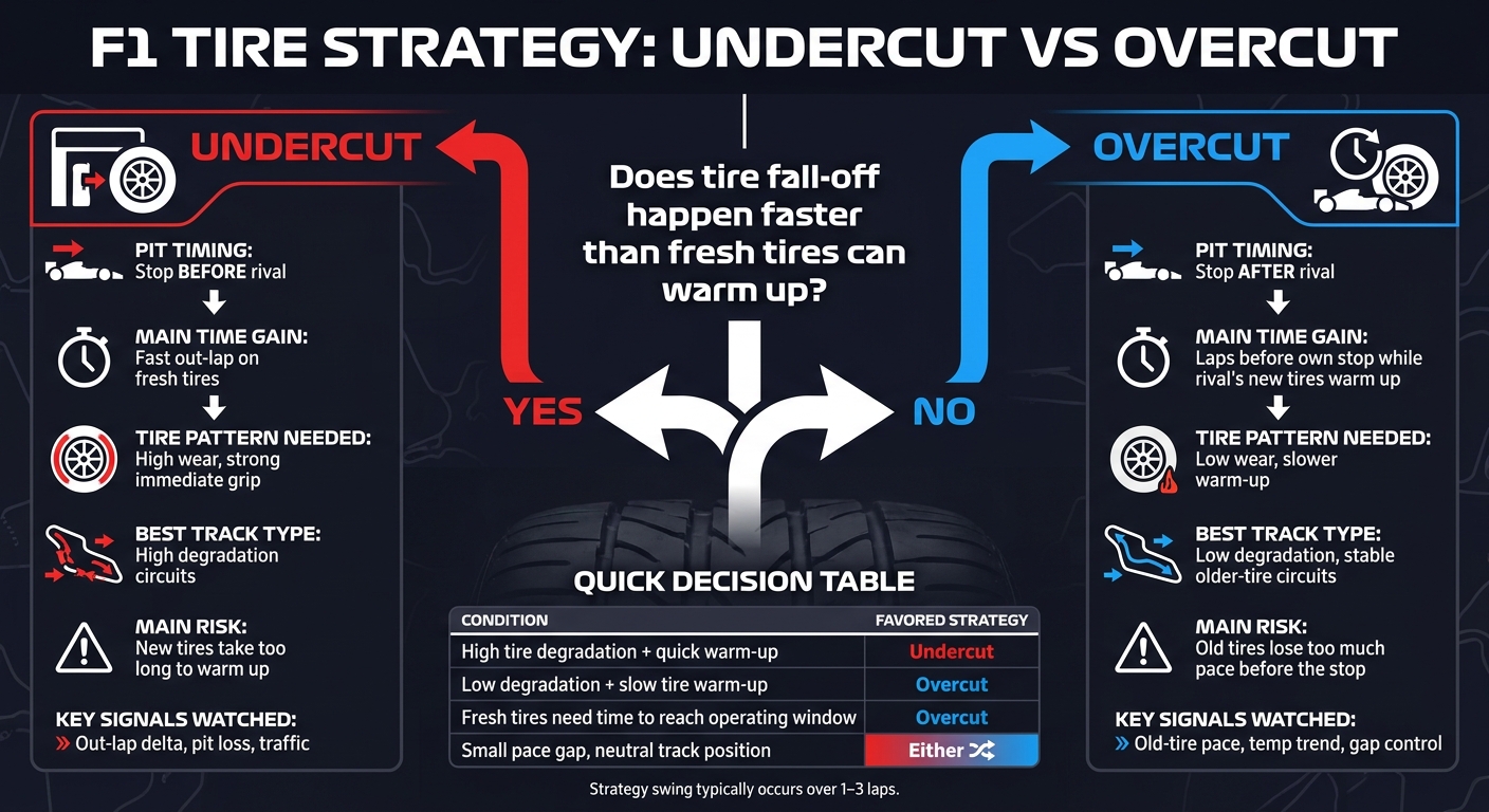 F1 Tire Strategy: Undercut vs Overcut Explained