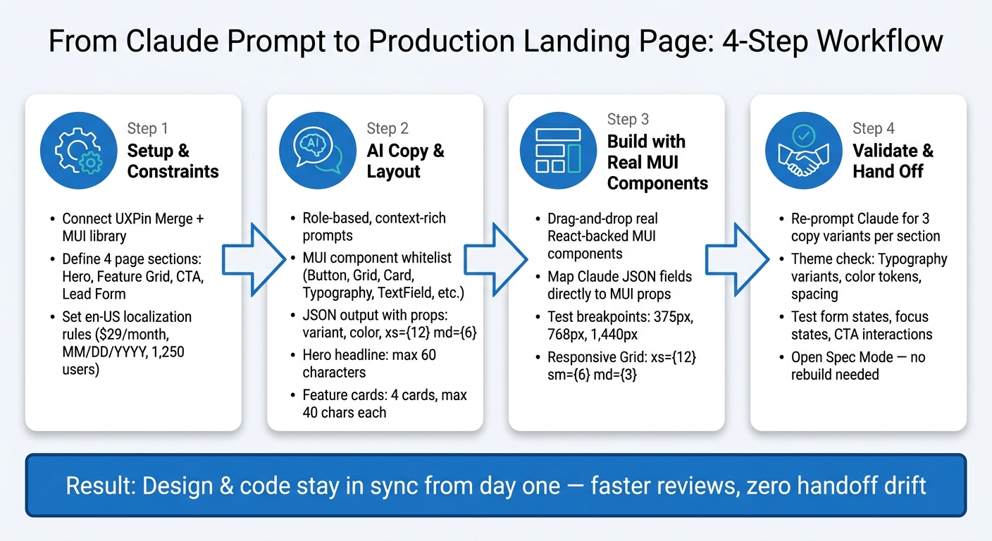 From Claude Prompt to Production Landing Page: 4-Step Workflow