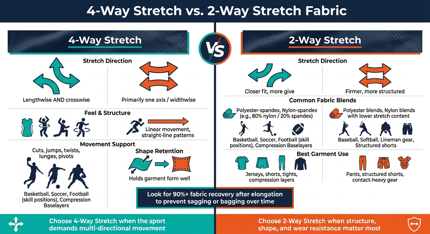4-Way Stretch vs. 2-Way Stretch Fabric: Key Differences for Sports Uniforms