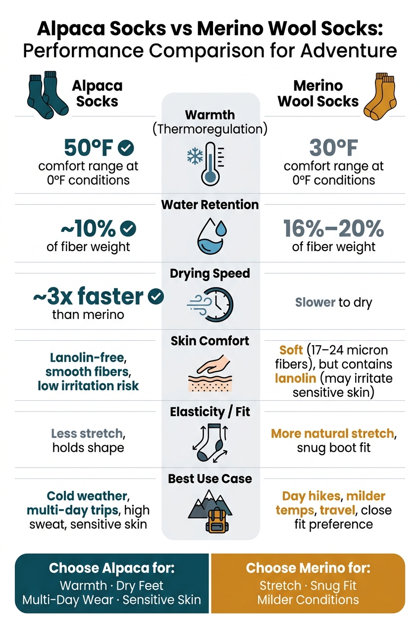 Alpaca Socks vs Merino Wool Socks: Performance Comparison for Adventure