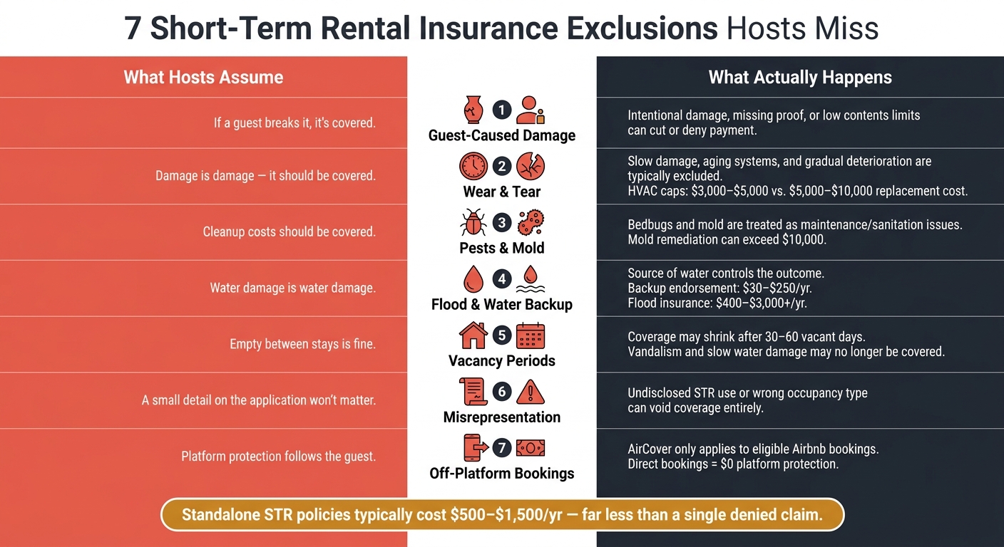 7 Short-Term Rental Insurance Exclusions: What Hosts Assume vs. Reality