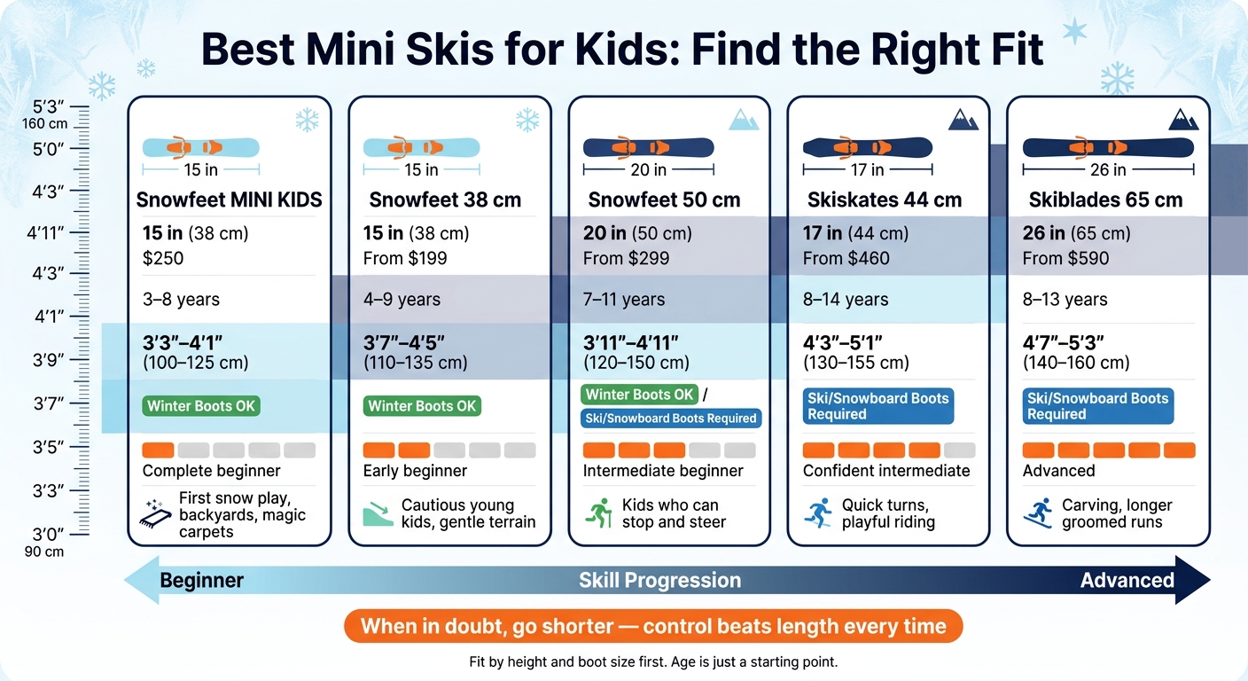 Mini Skis for Kids: Age, Height & Skill Level Comparison Chart
