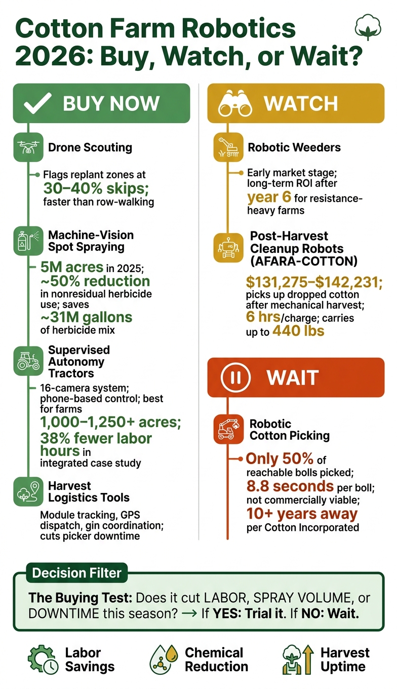 Cotton Farm Robotics 2026: What's Ready, What to Watch, and What to Skip