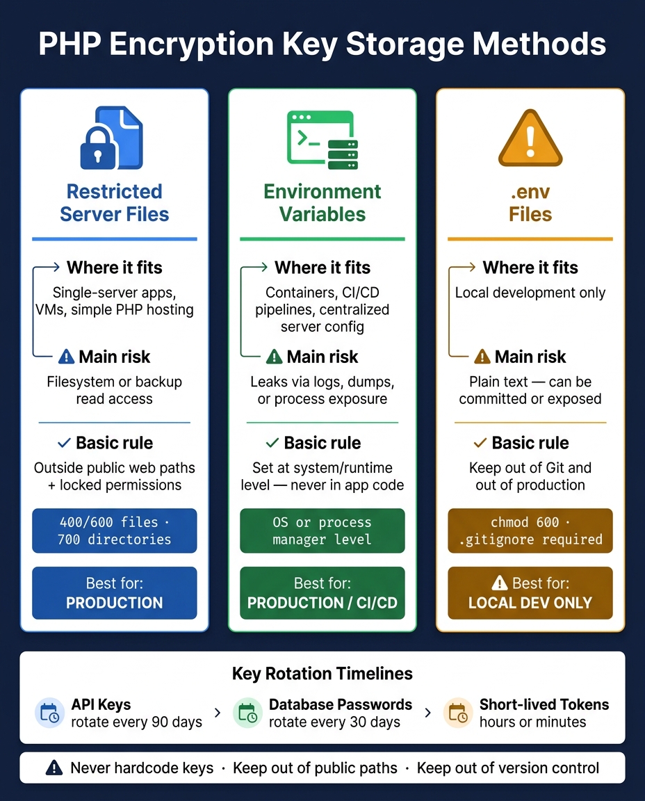 PHP Encryption Key Storage Methods: Comparison Guide