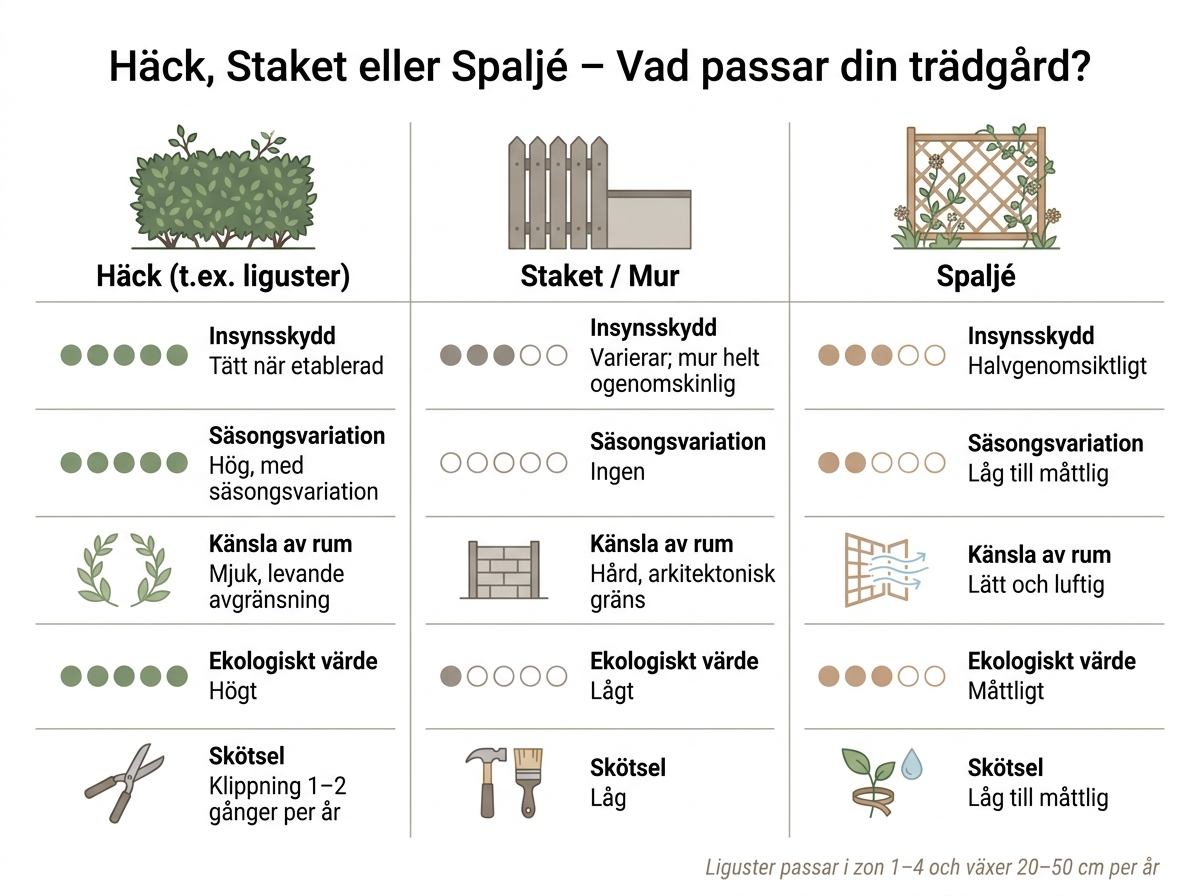Häck vs Staket vs Spaljé – Jämförelse av trädgårdsavgränsningar