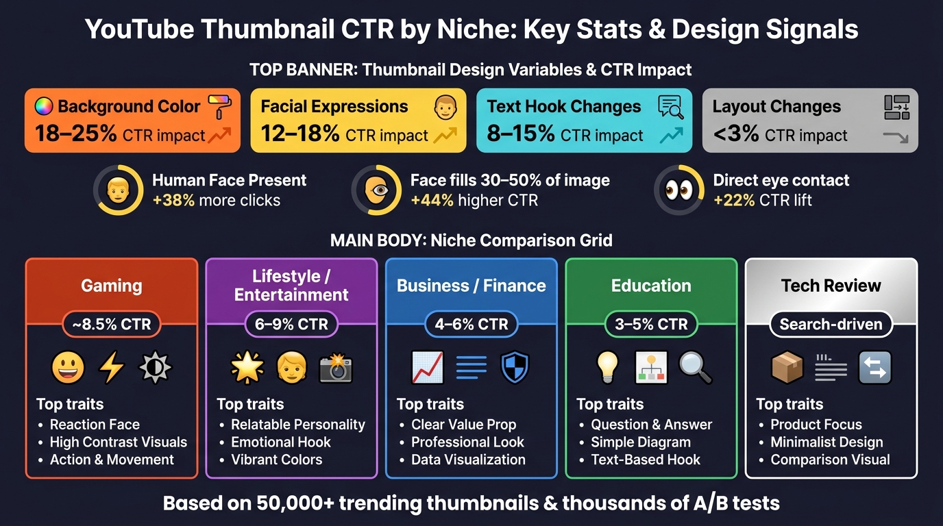 YouTube Thumbnail CTR by Niche: Key Stats & Design Signals