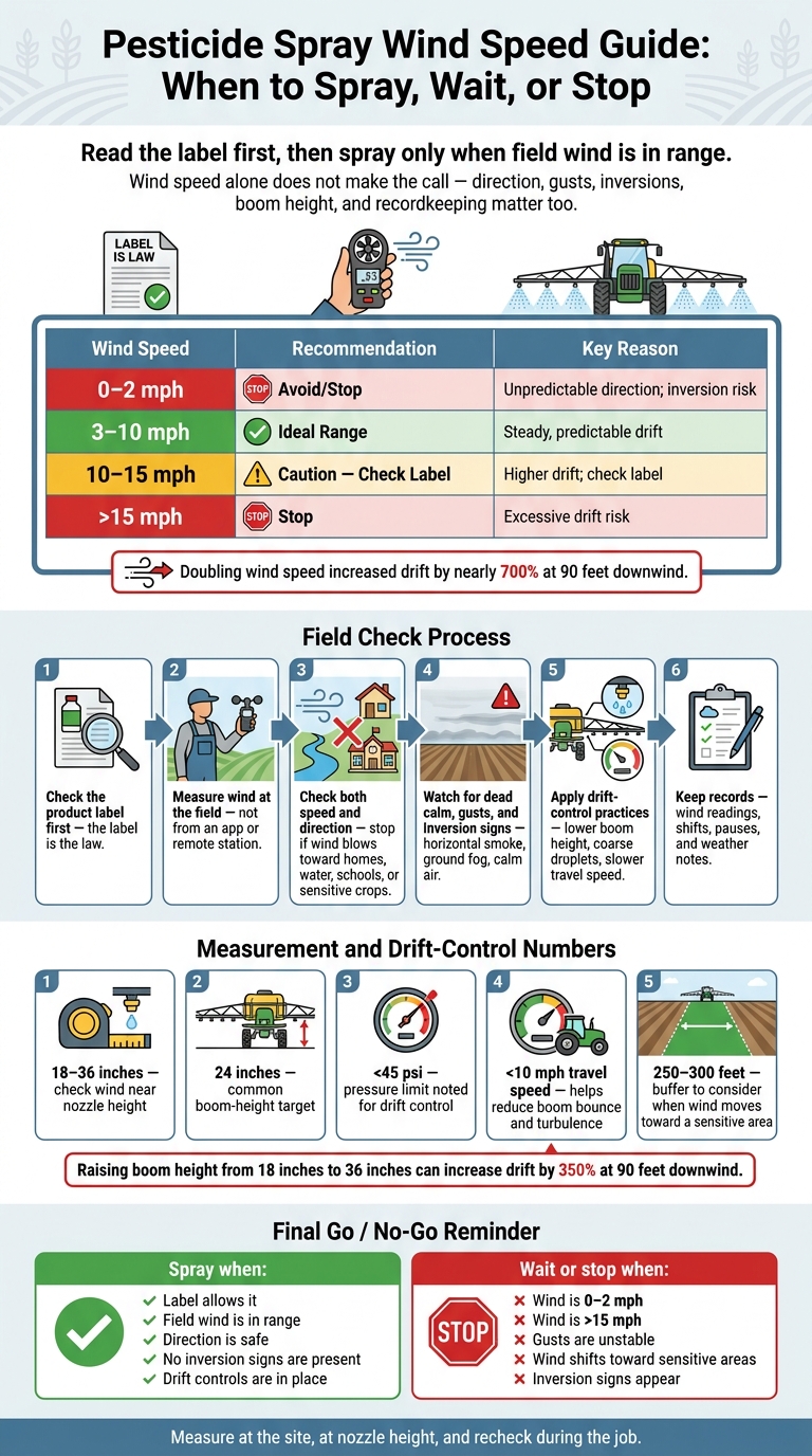 Pesticide Spray Wind Speed Guide: When to Spray, Wait, or Stop