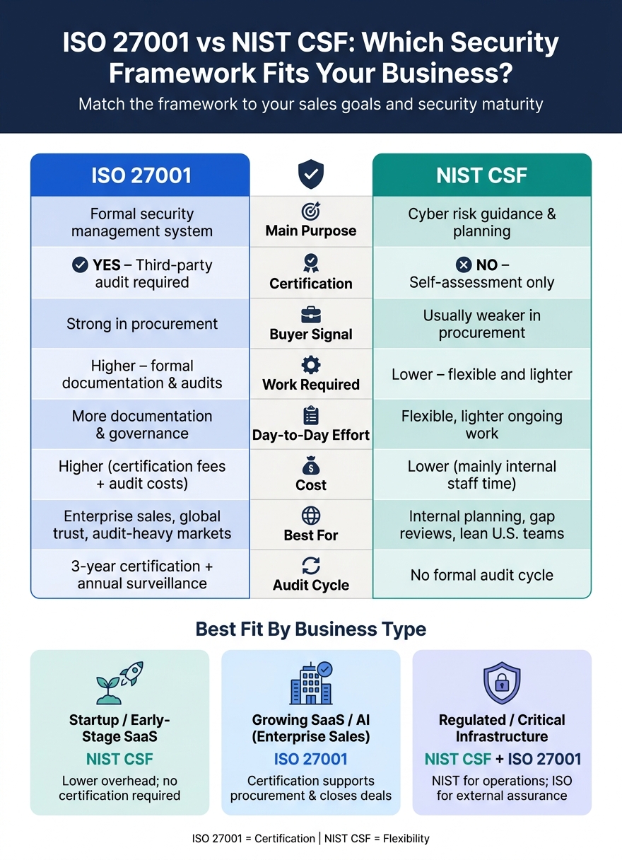 ISO 27001 vs NIST CSF: Which Security Framework Fits Your Business?