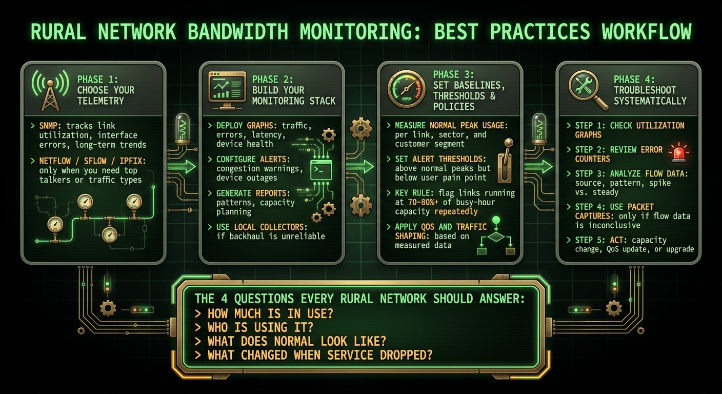Rural Network Bandwidth Monitoring: Step-by-Step Workflow
