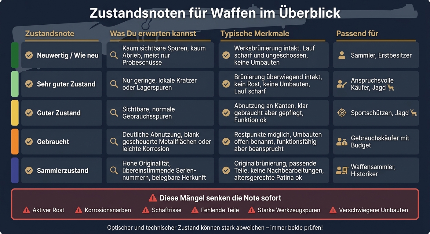 Zustandsnoten für Waffen: Was jede Note wirklich bedeutet