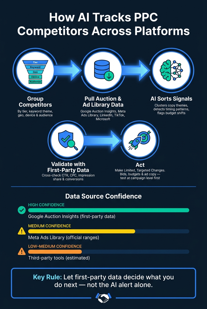 How AI Tracks PPC Competitors: 5-Step Process
